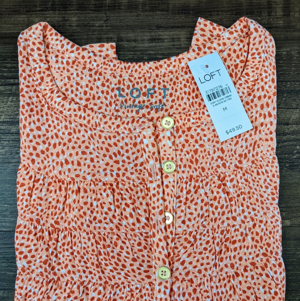 NWT Loft Ruffle Henley Top